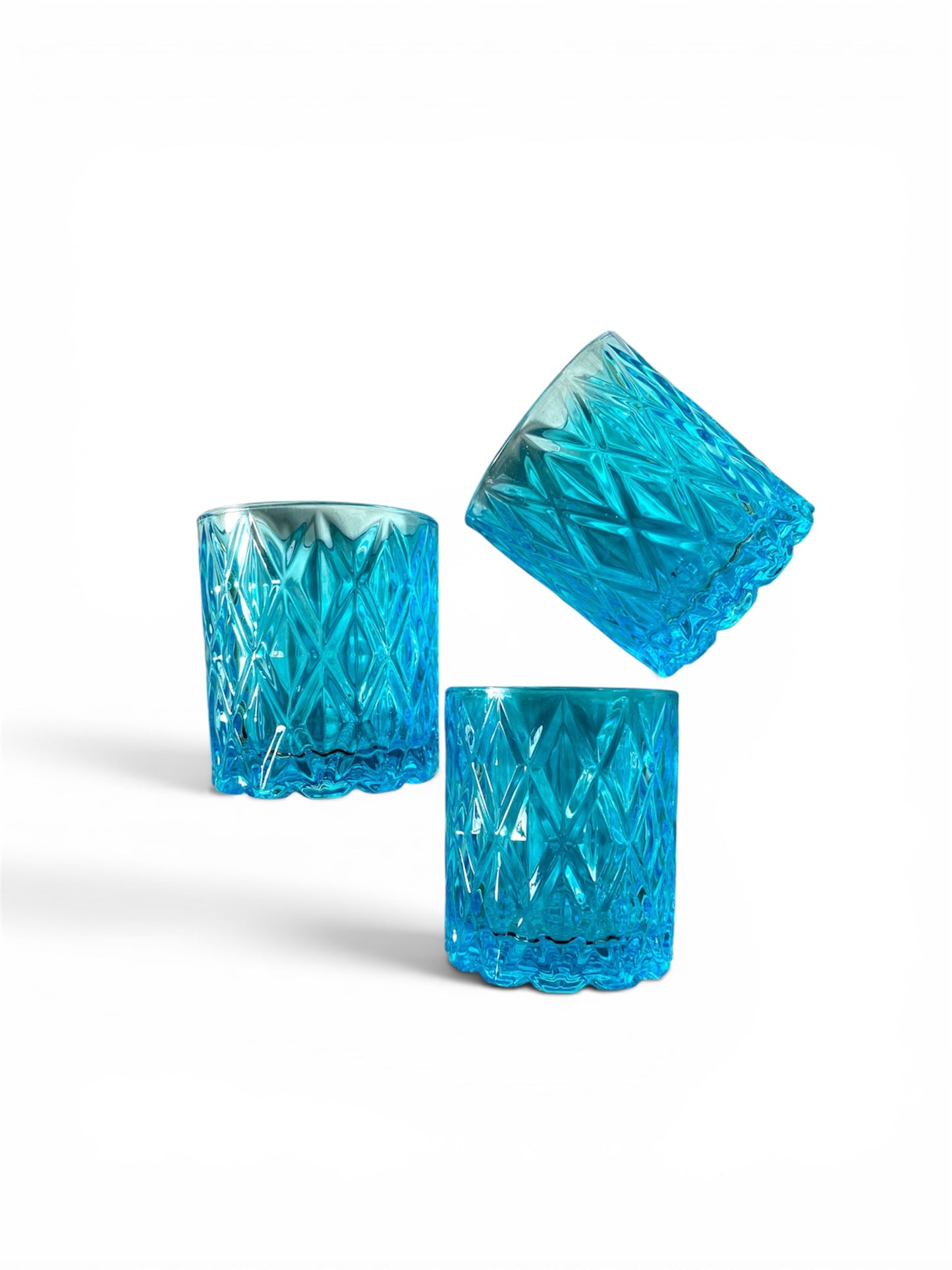 Aqua Cut Glass Tumbler