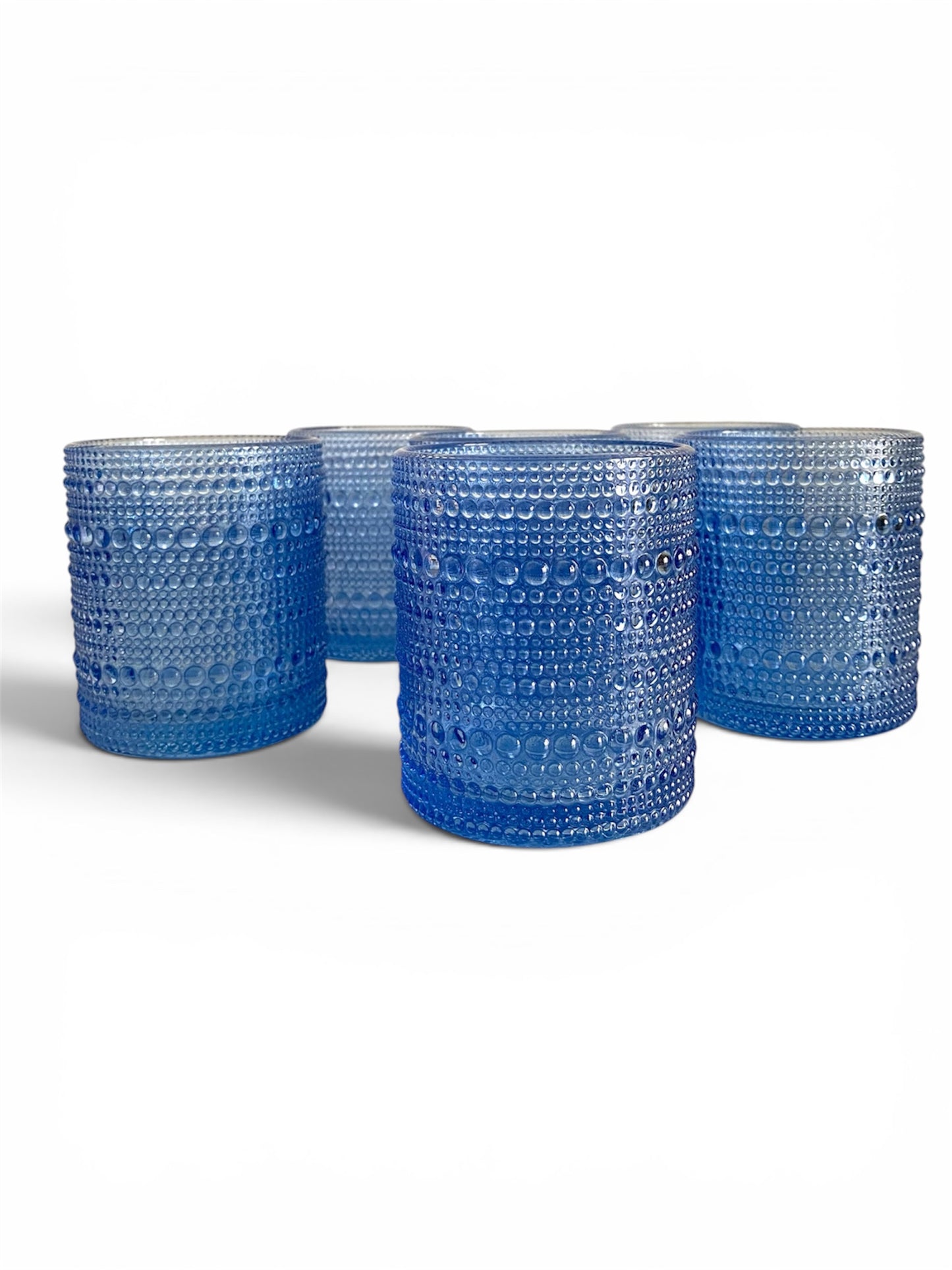 Blue Hobnail Glass Tumblers