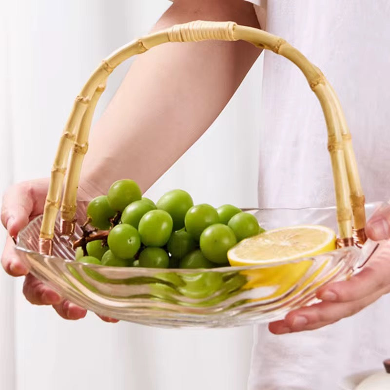Fruit bowl with bamboo handles