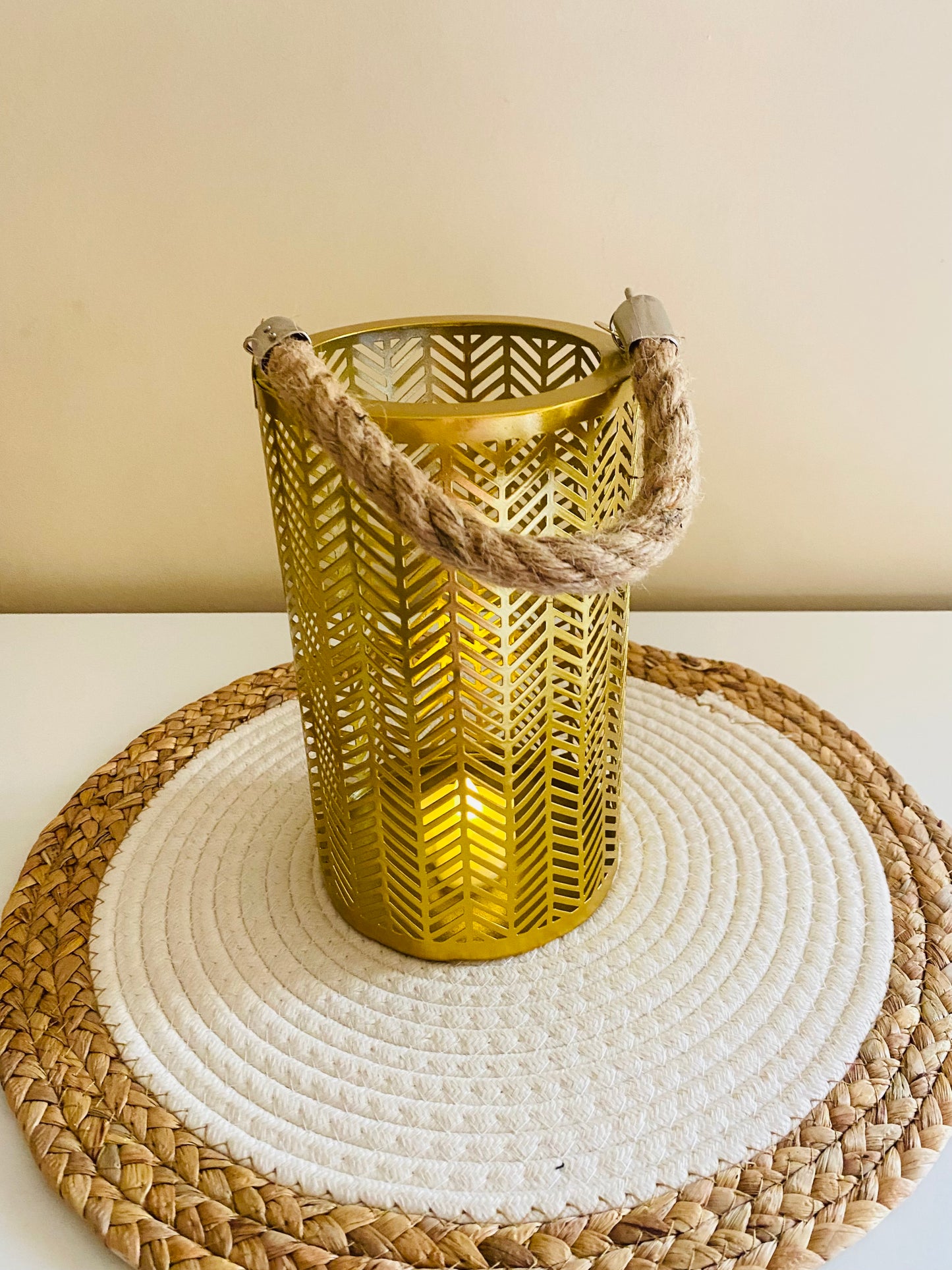 Gold metal candle holder