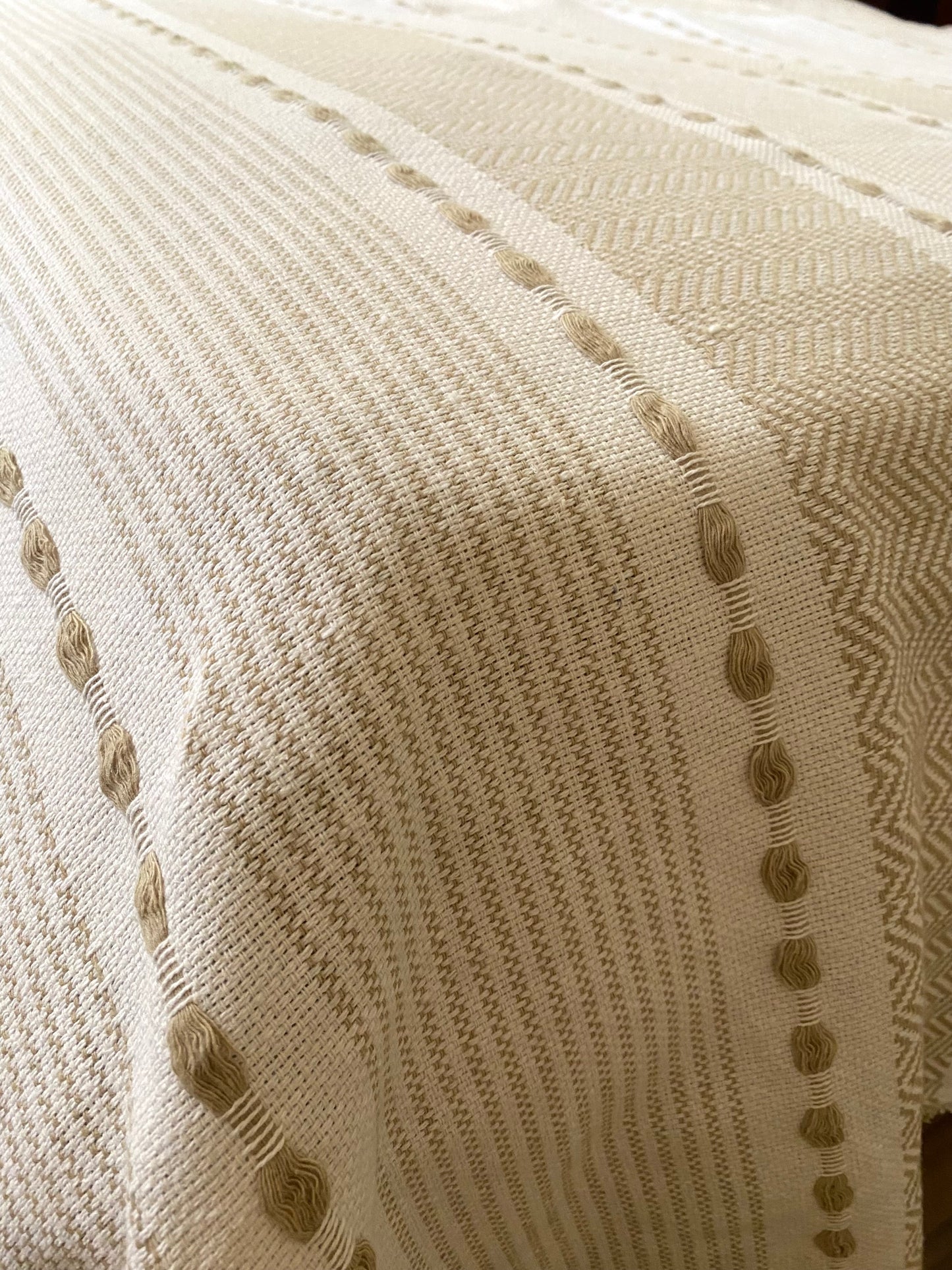 Cotton coverlet-beige&white