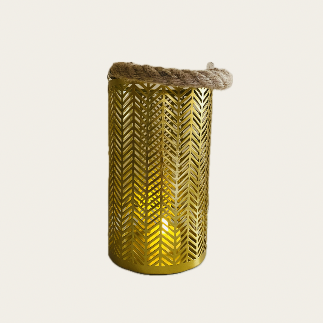 Gold metal candle holder