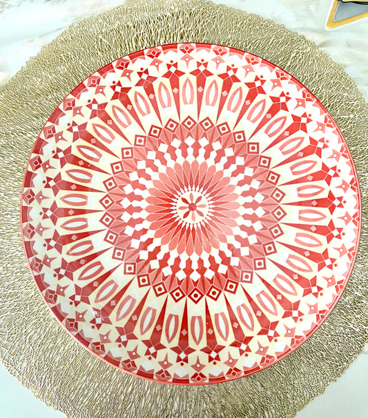 Red porcelain plate