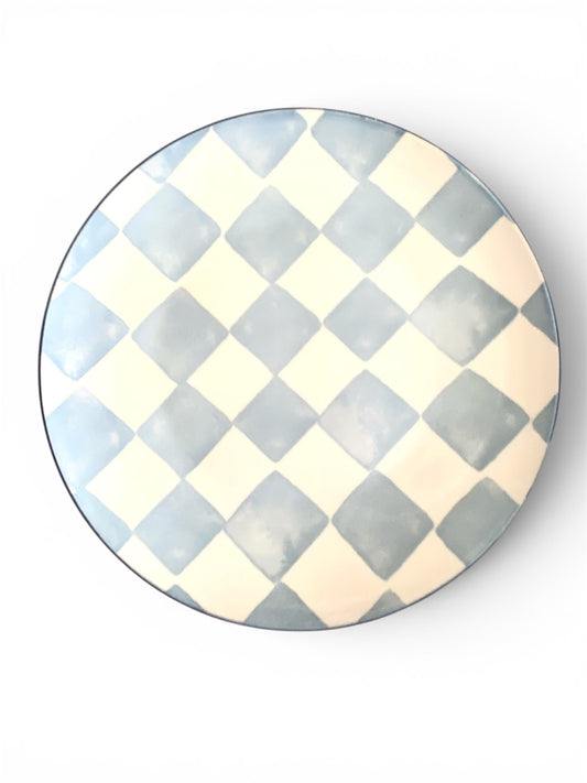 Blue Check Dinner Plate