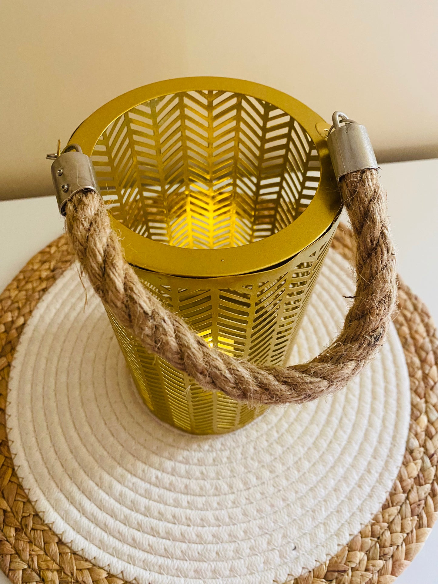 Gold metal candle holder
