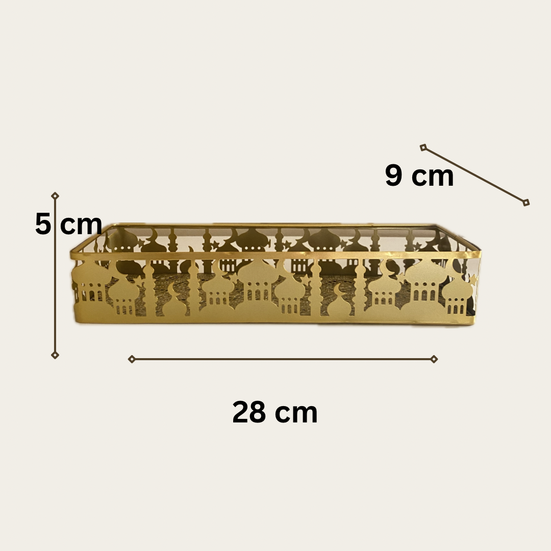 Gold serving tray.
