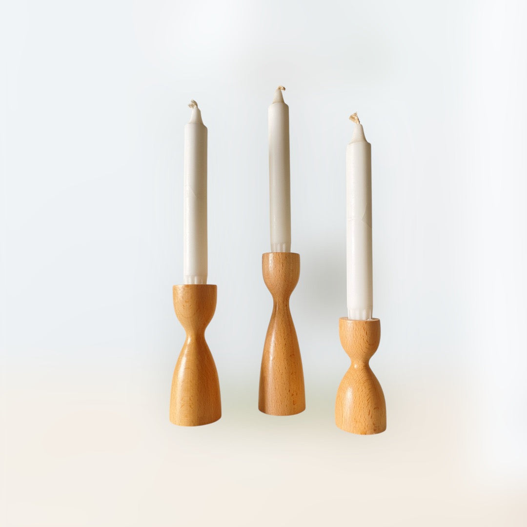 Wooden Candle Holder set ;3