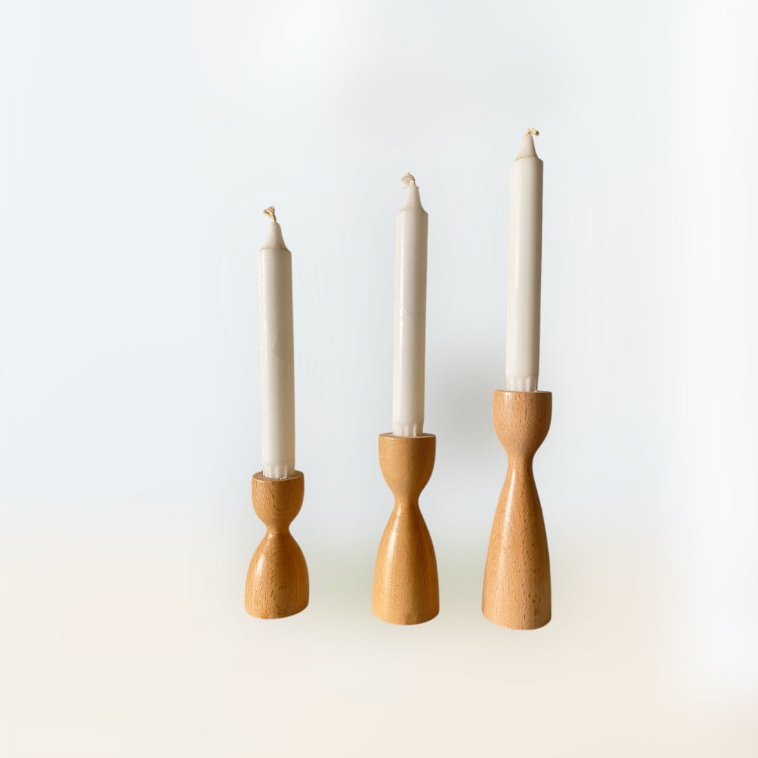Wooden Candle Holder set ;3