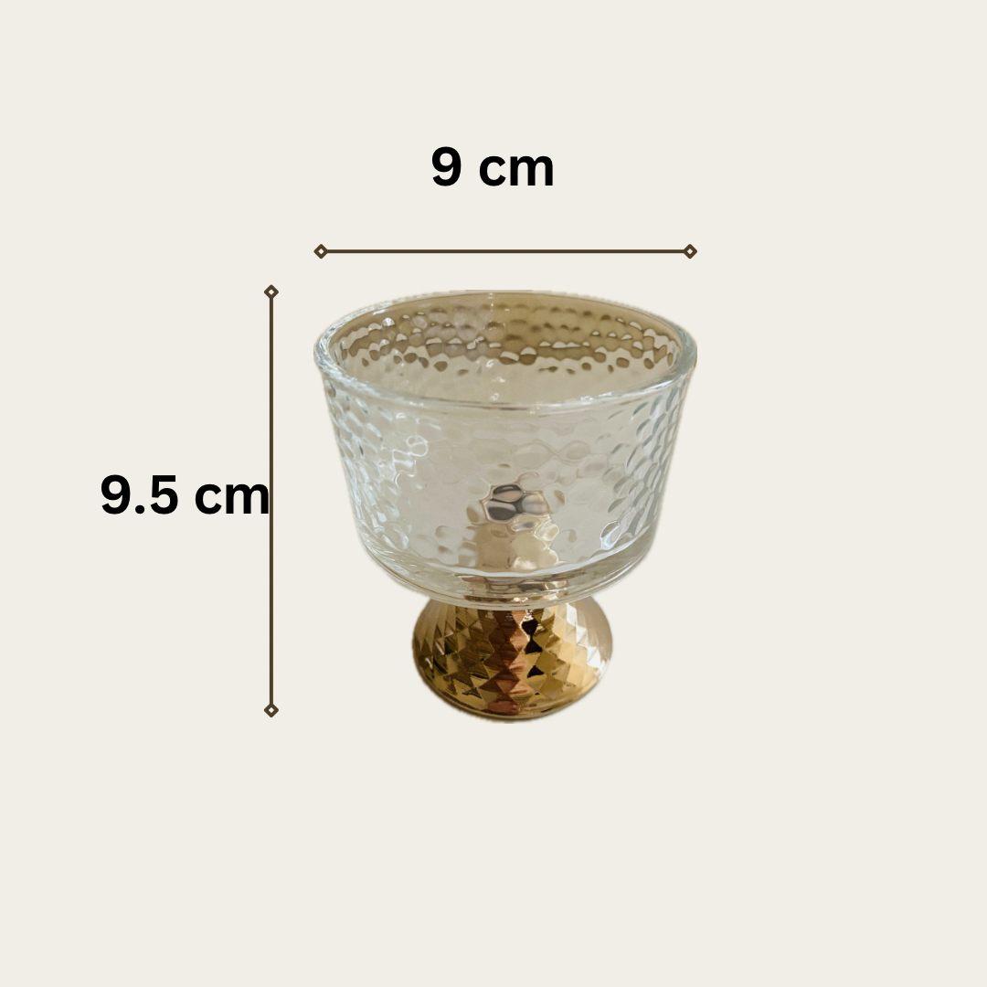 Round glass cup.
