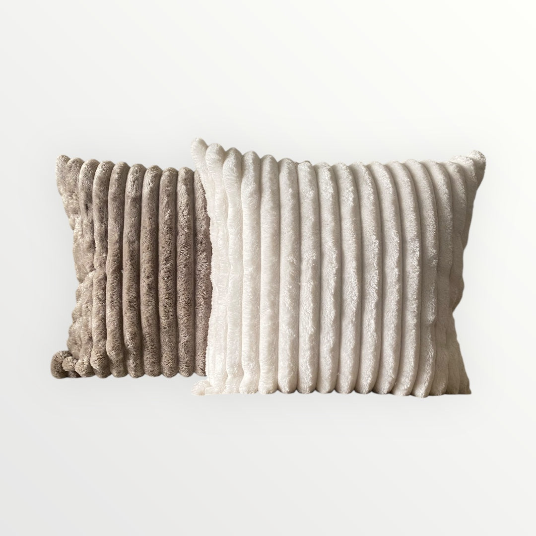 Faux Fur Ribbed Cushion Cover