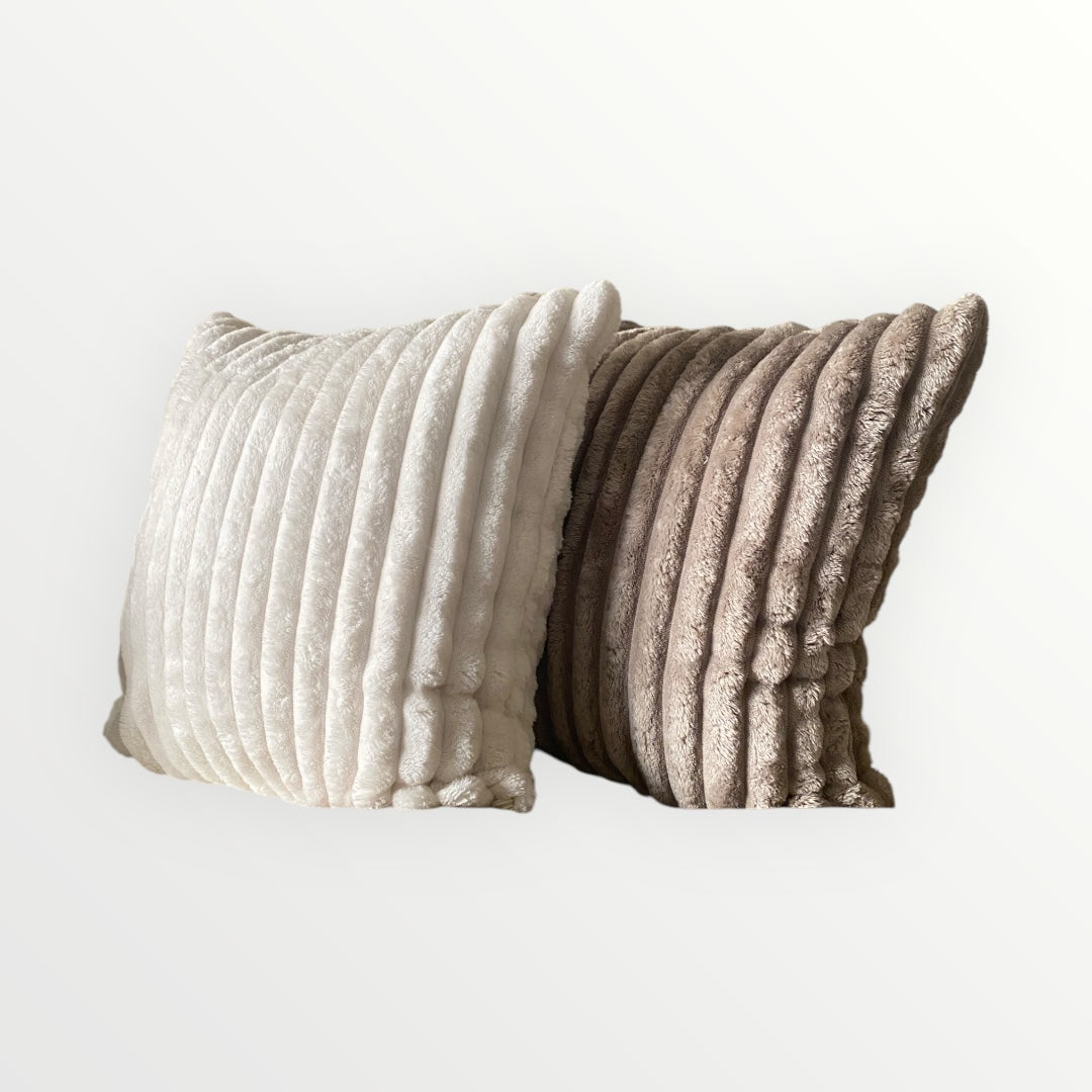 Faux Fur Ribbed Cushion Cover