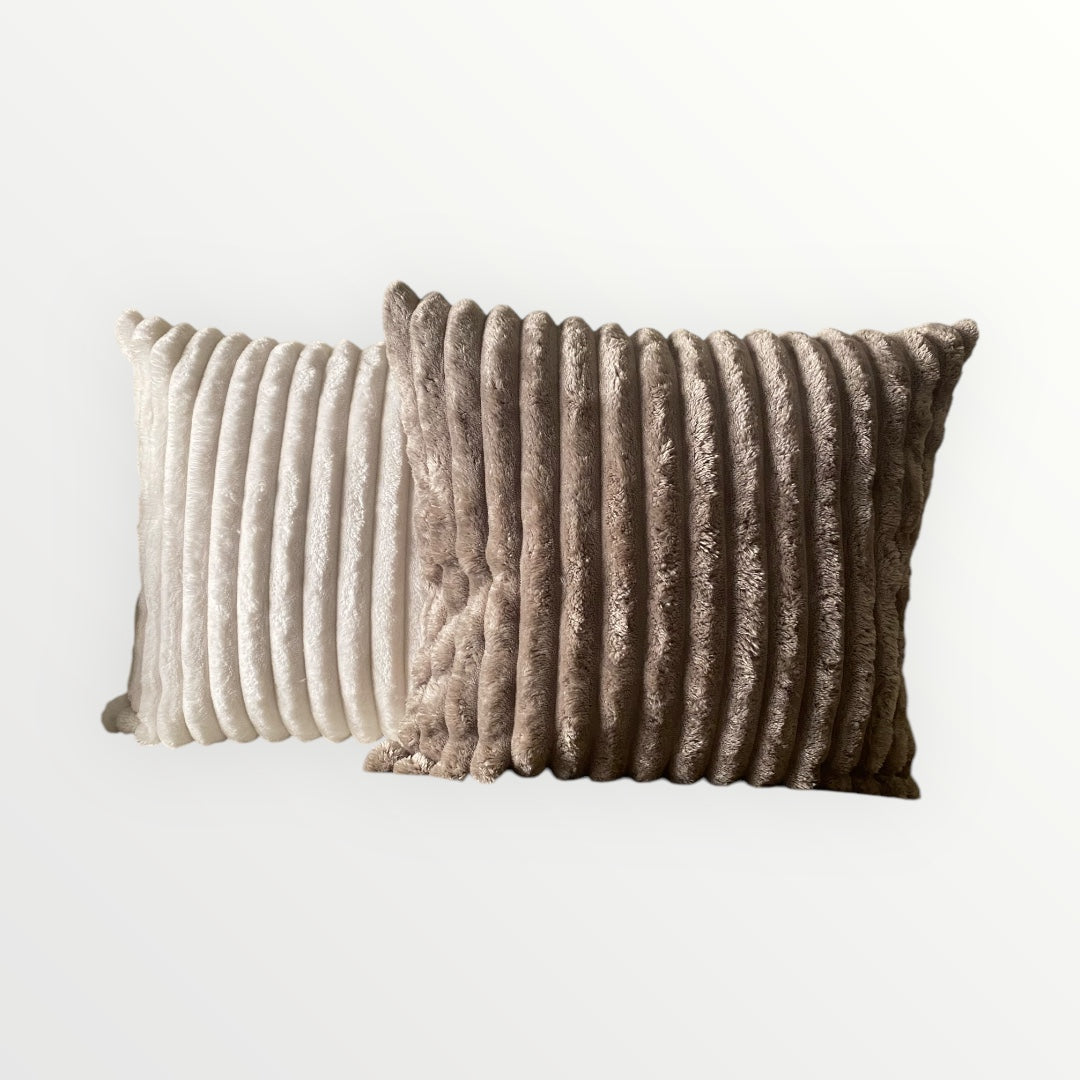 Faux Fur Ribbed Cushion Cover