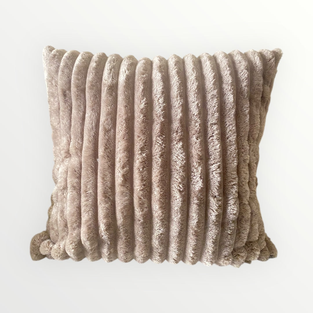 Faux Fur Ribbed Cushion Cover
