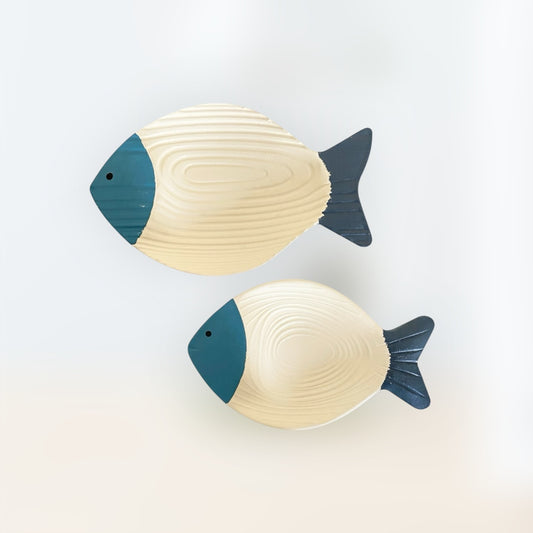 Set Of Two Wooden Fish Decore