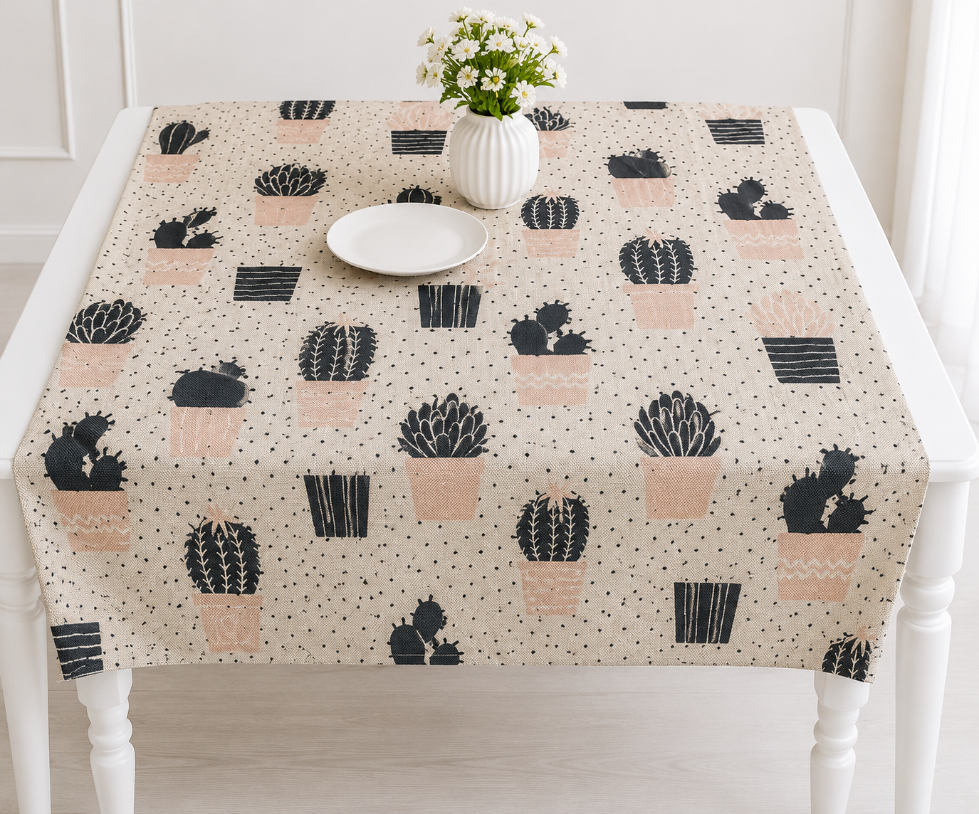 Black Cactus Tablecloth
