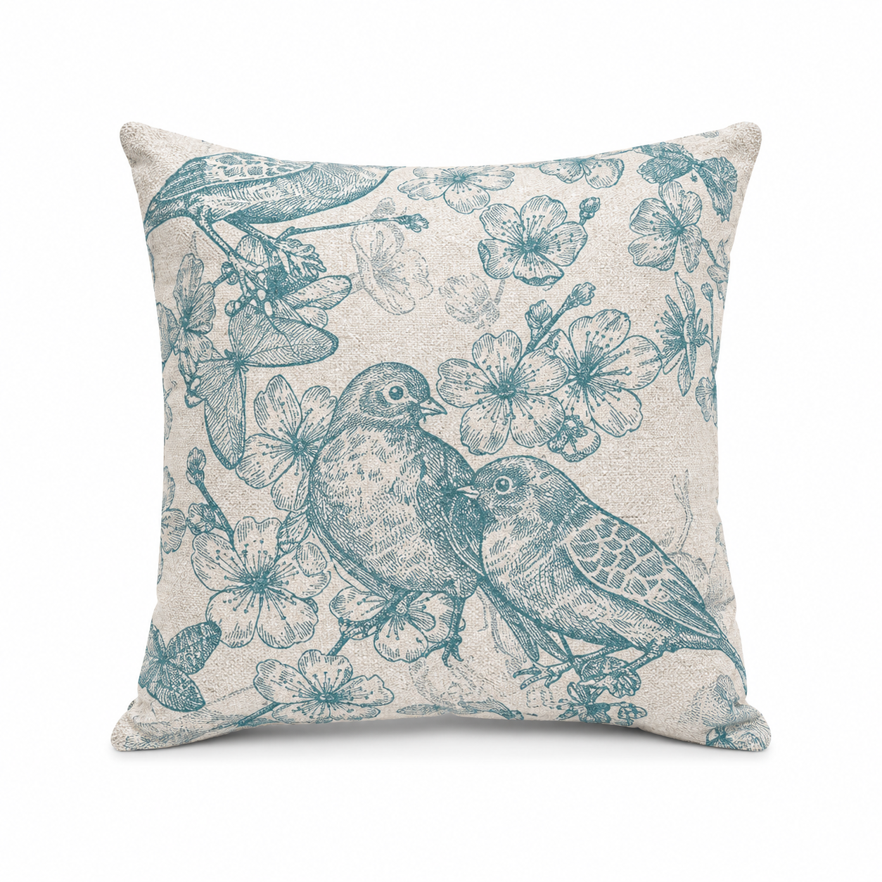 Mint Birds Cushion Cover