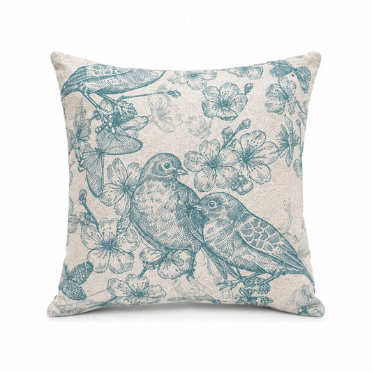 Mint Birds Cushion Cover