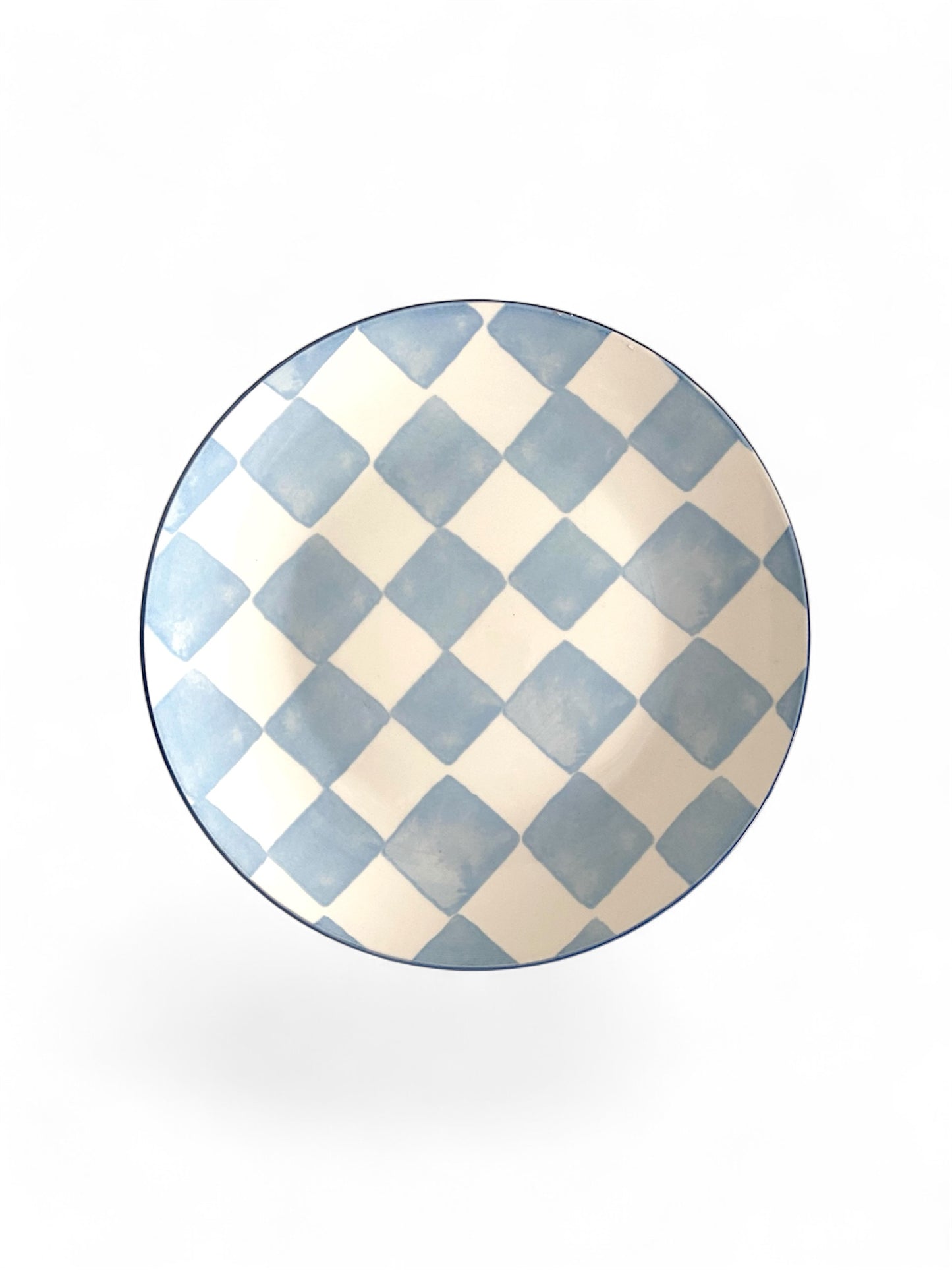 Blue Check Dinner Plate