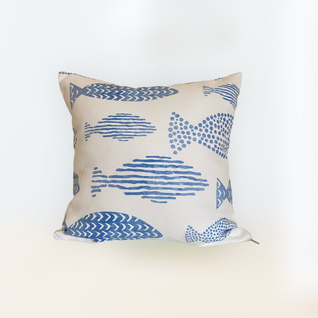 Blue Fish Cushion Cover-E