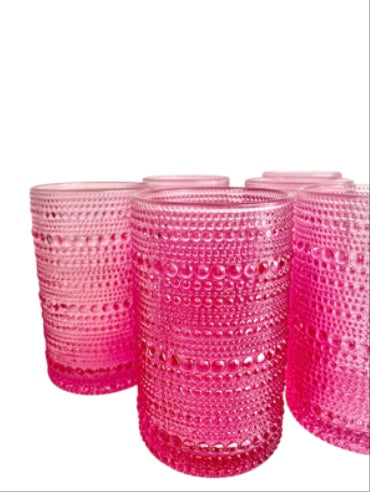 Pink Hobnail Glass Tumbler