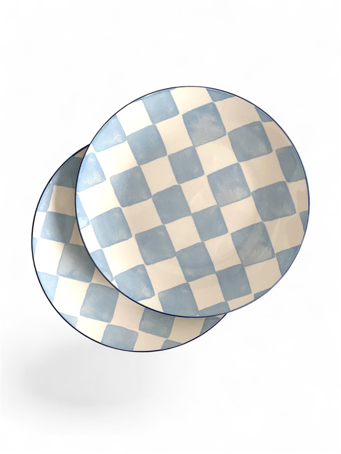Blue Check Dinner Plate
