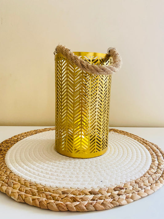 Gold metal candle holder