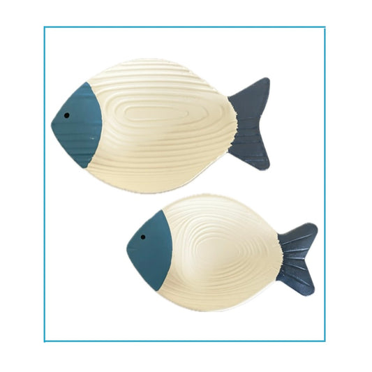 Set Of Two Wooden Fish Decore