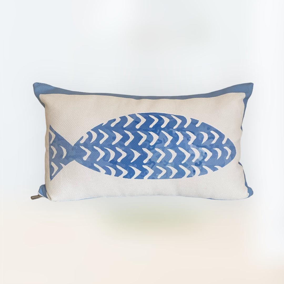 Blue Fish Cushion Cover-B