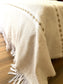 Cotton coverlet-beige&white