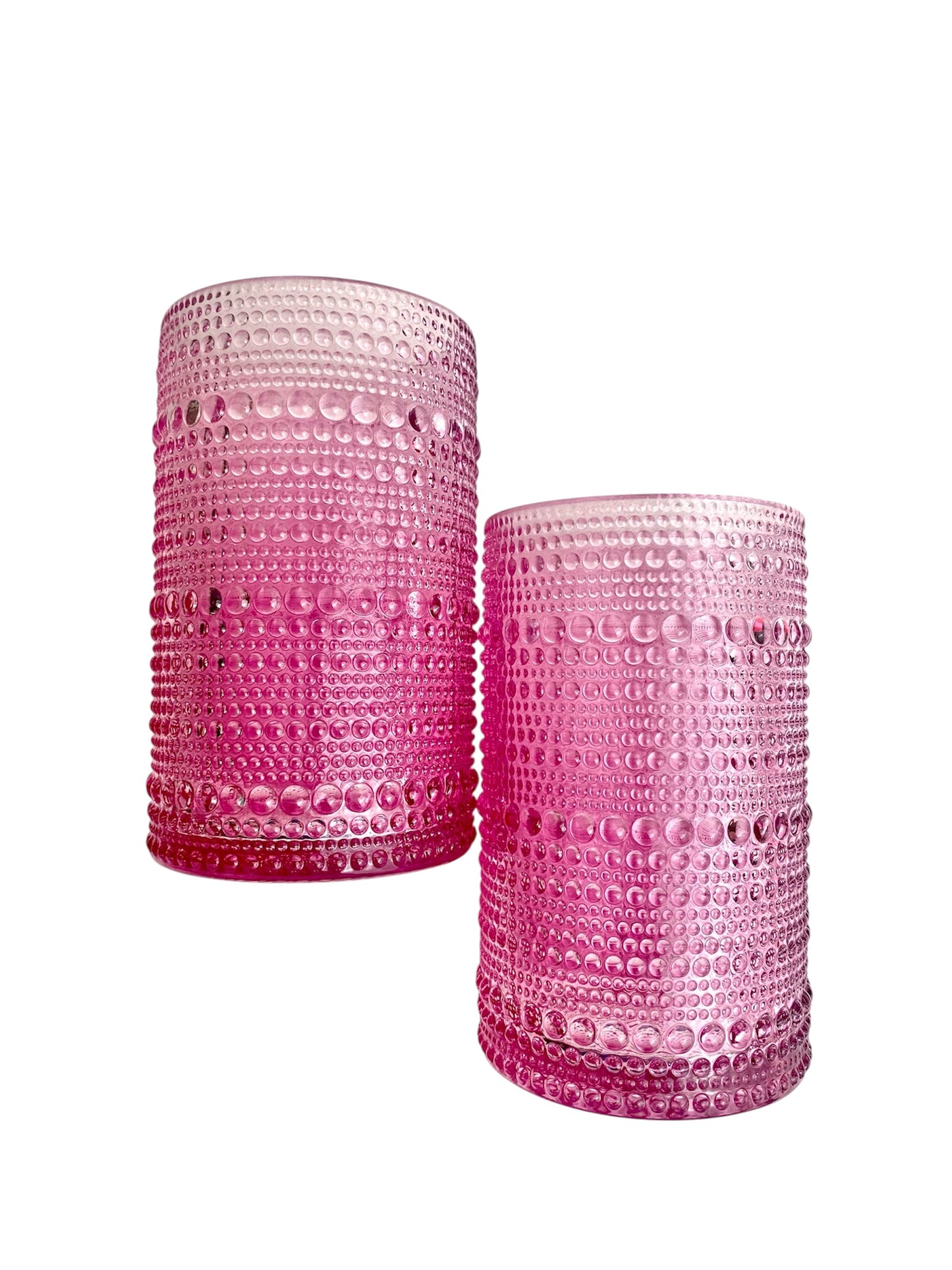 Pink Hobnail Glass Tumbler