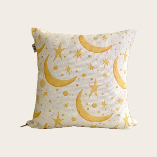 Yellow crescent cushion cover