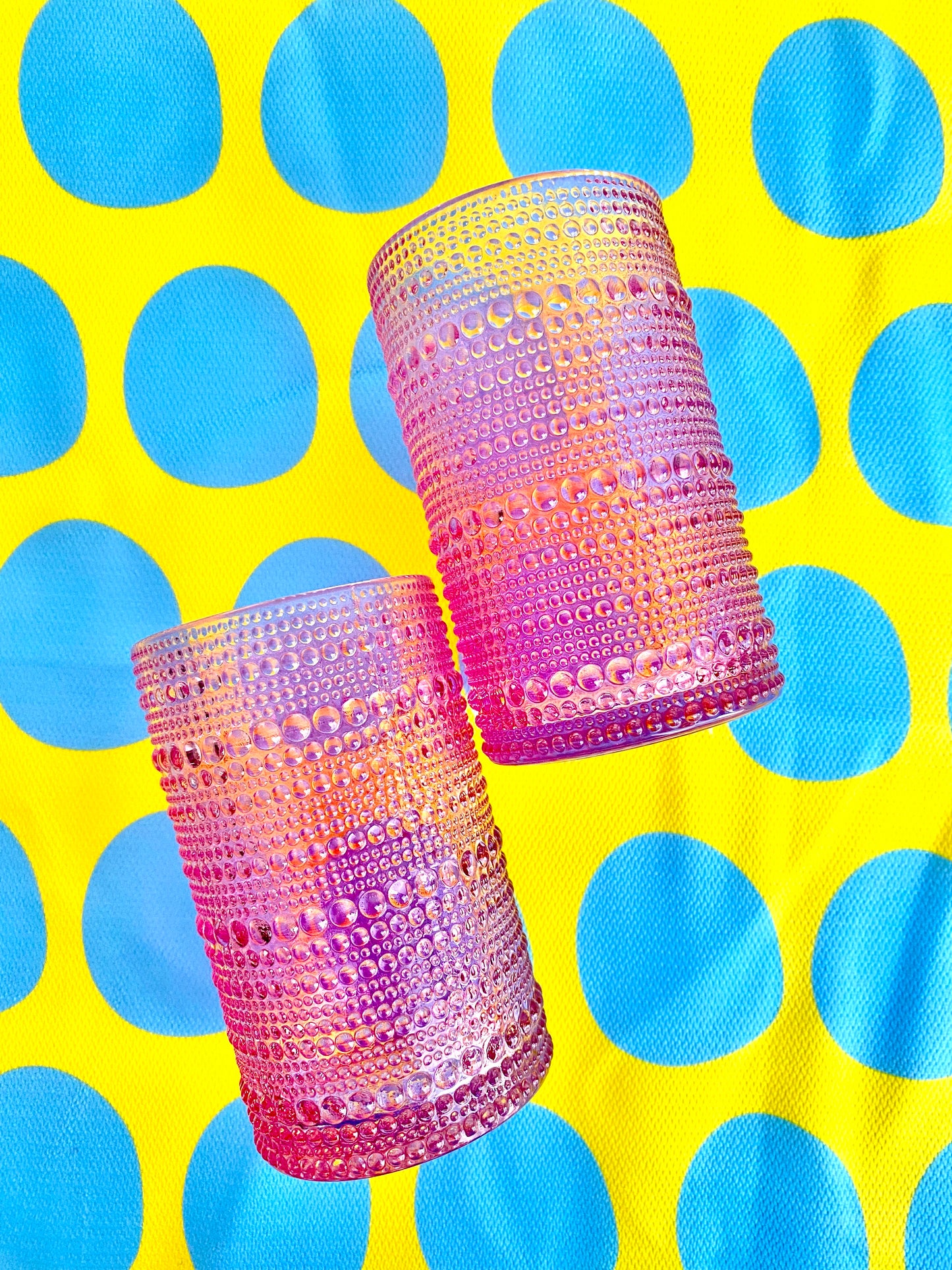 Pink Hobnail Glass Tumbler