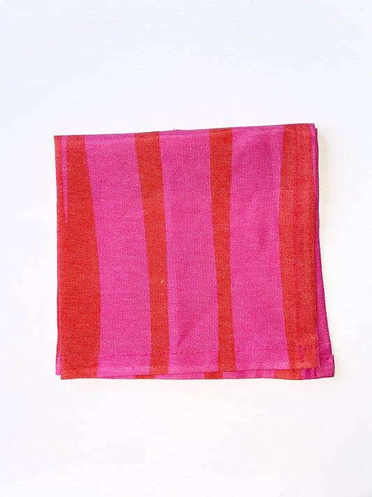 Pink Stripe Napkin-set of 4