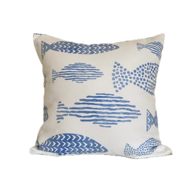 Blue Fish Cushion Cover-E