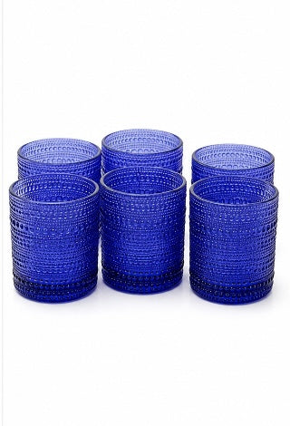 Blue Hobnail Glass Tumblers