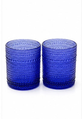 Blue Hobnail Glass Tumblers