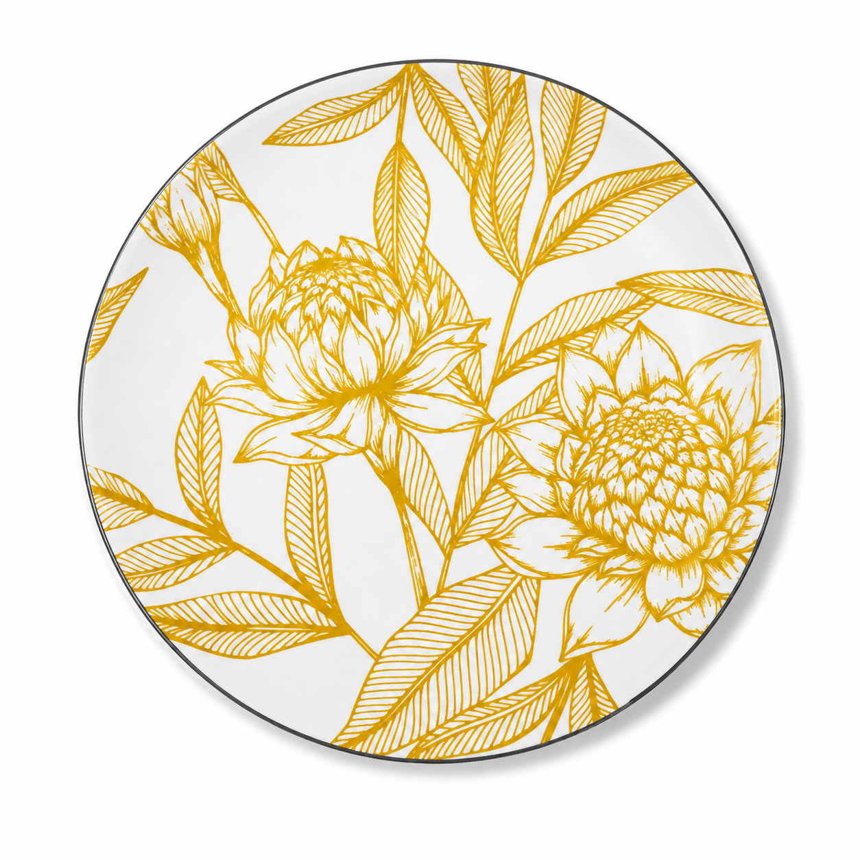Golden Botanical Dinner Plate