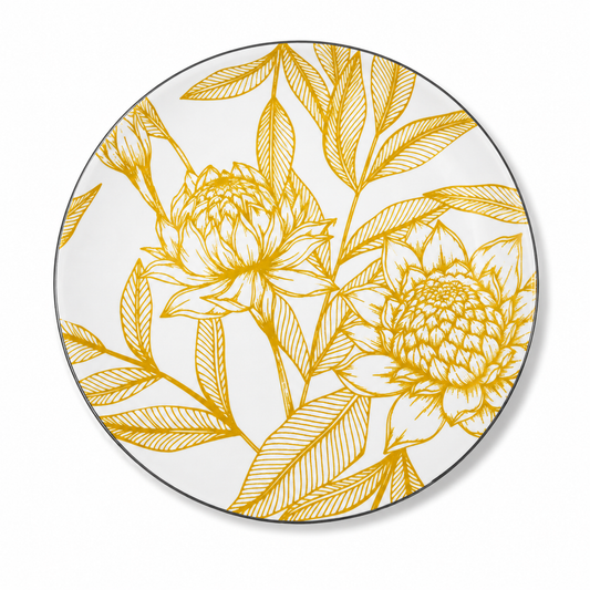 Golden Botanical Dinner Plate