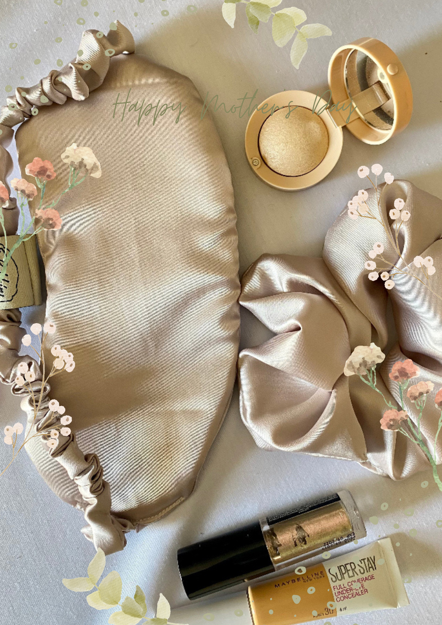 Satin Eye Mask & Scrunchy ; Nude Pink