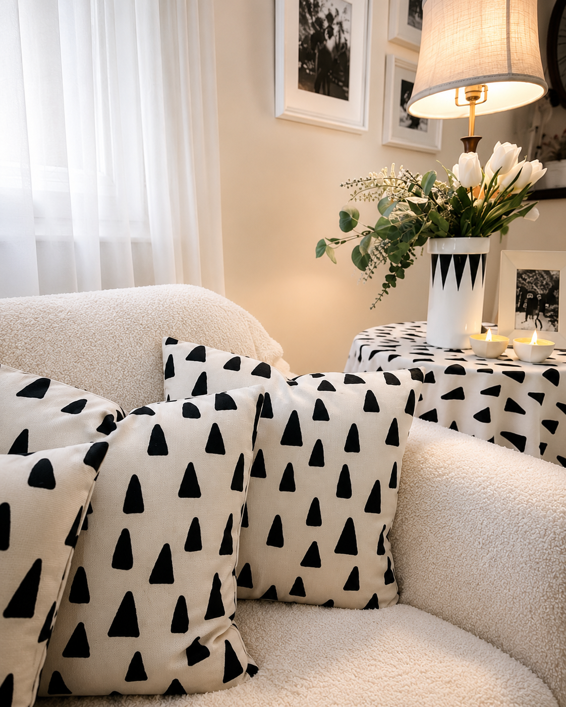 Triangle Print Cushion Cover