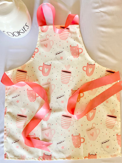 Cups Pattern; kitchen Apron Set