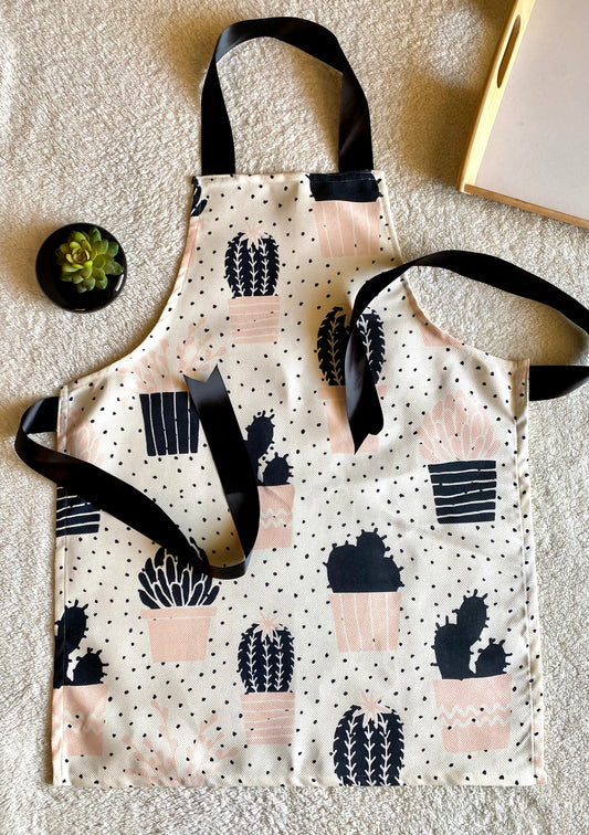 Off-White Cactus Pattern; Kitchen Apron Set